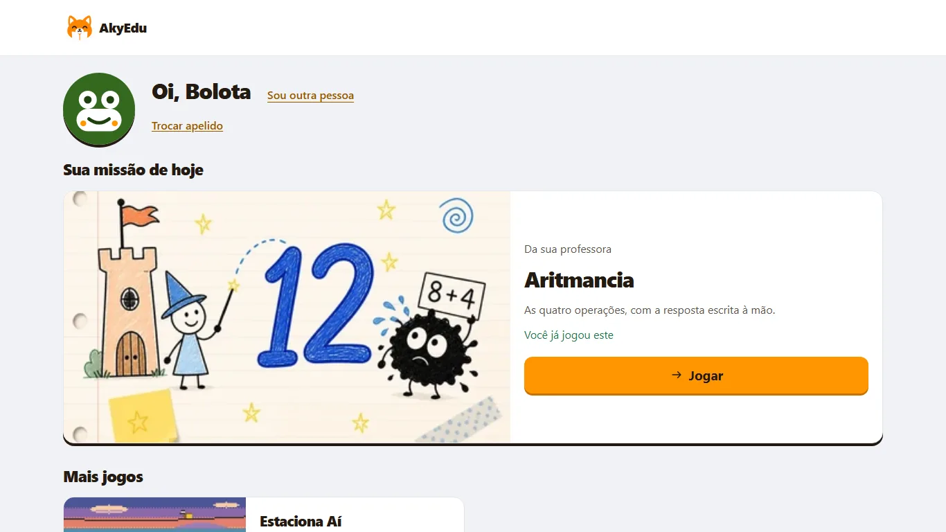 Tela real do aluno
